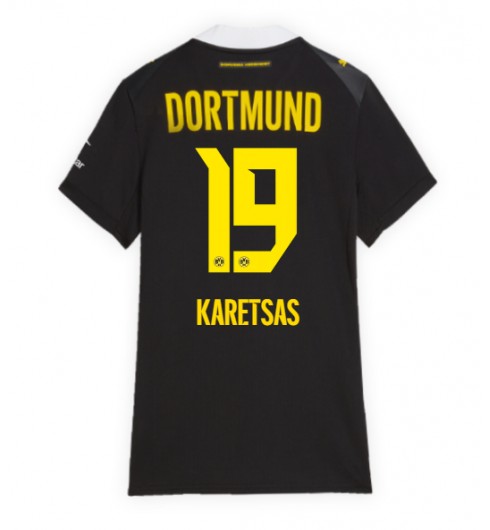 Borussia Dortmund Konstantinos Karetsas #19 Venkovní Dres pro Dámské 2026-27 Krátký Rukáv Borussia Dortmund Konstantinos Karetsas #19 Venkovní Dres pro Dámské 2026-27 Krátký Rukáv
